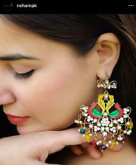 Multicolor Kundan jhumka